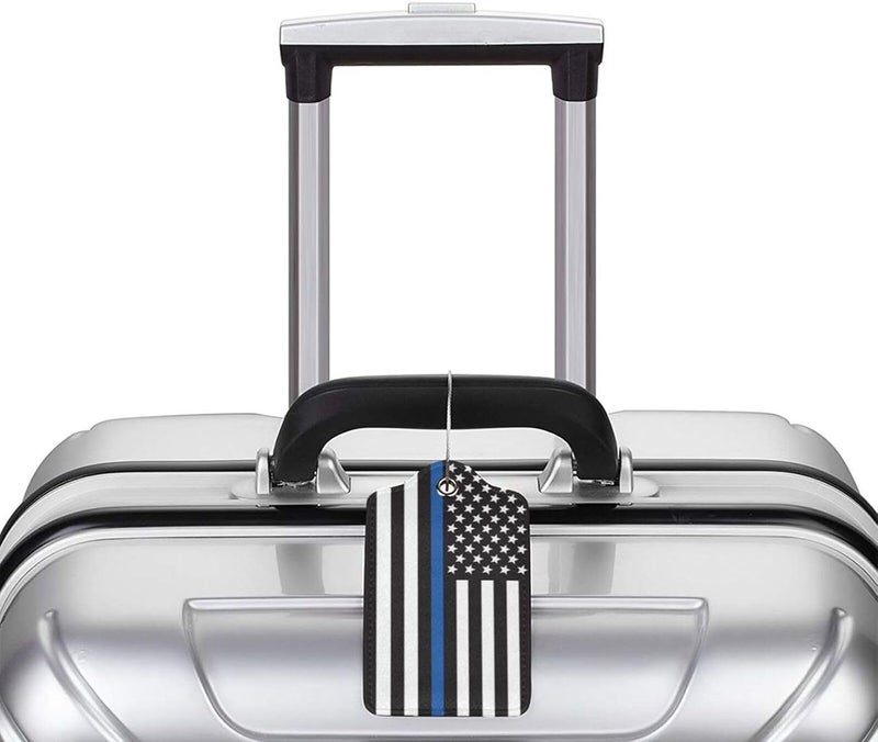 GACCAP 2 Pack Luggage Tags for Suitcase, Privacy Cover ID Label with Stainless Steel and Address Card for Travel Bag Backpack Cruise Ship Essentials Tag Women Men - Thin Blue Line American Flag - Image 5